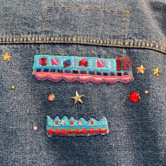 Vintage Freego Oversized & Embellished Jean Jacket - Picture 7 of 9